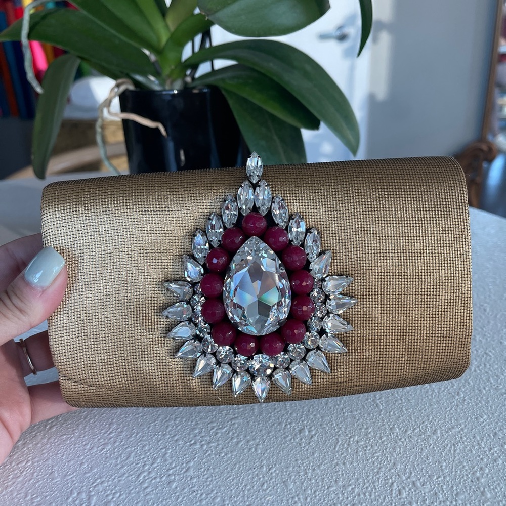 Gold bedazzled clutch